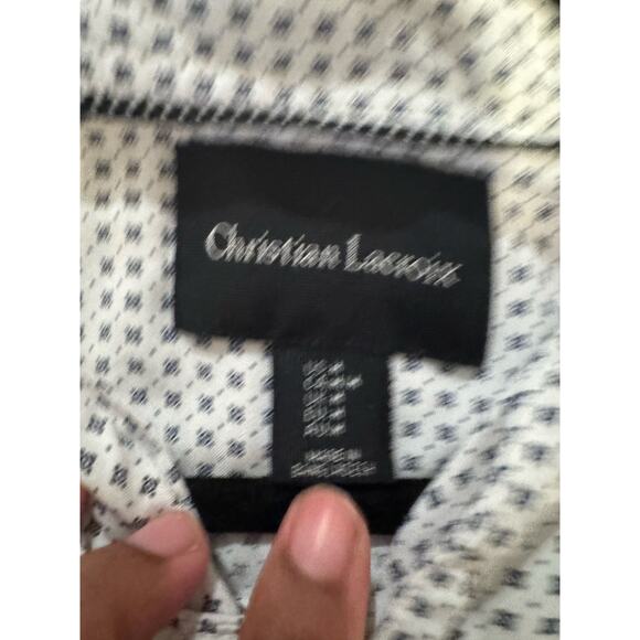 Christian Lacroix Men’s M Short Sleeve Button-Up Shirt GeoPrint Shirt White - Picture 5 of 8